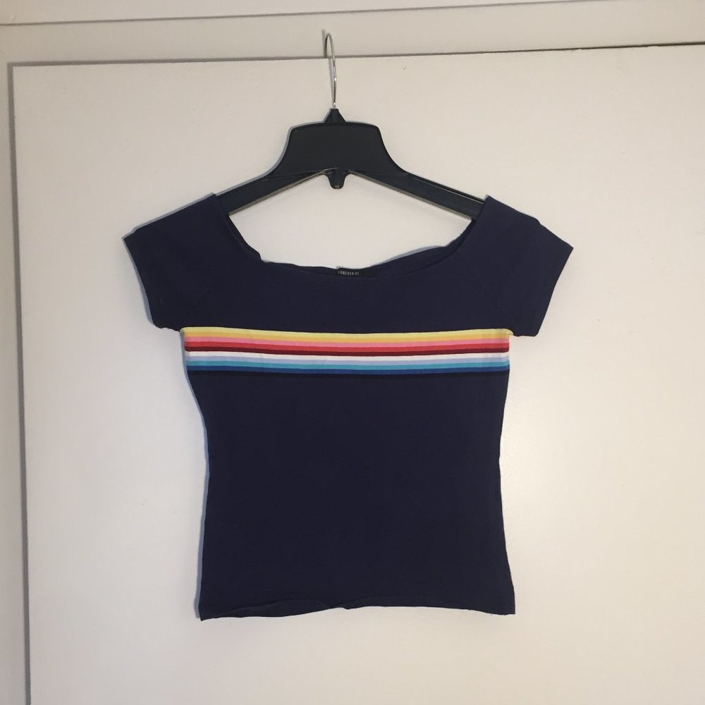 Junior Forever 21 blue off the shoulder top